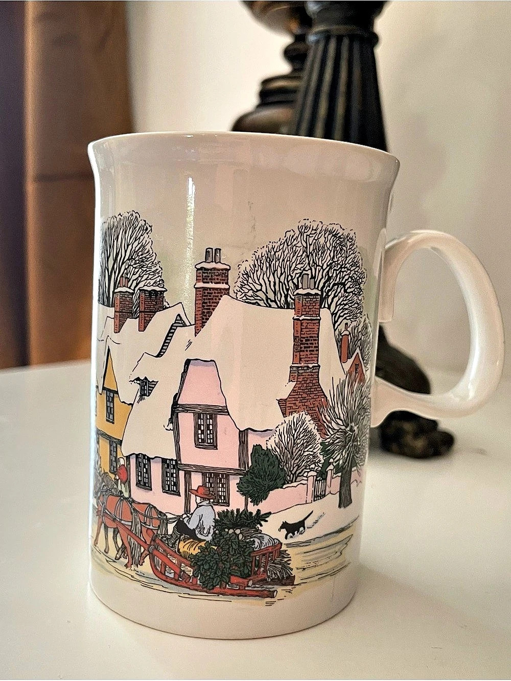 Dunoon Christmas Past Illustrated Village Scene Mug